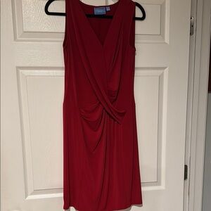 Red V-Neck Wrap Sheath Dress